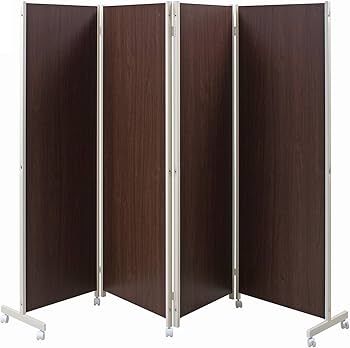 衝立　パーテーション 4つ折り ダークブラウン Amazon｜オフィスパーテーション ダークブラウン 茶色 衝立 4連 高さ